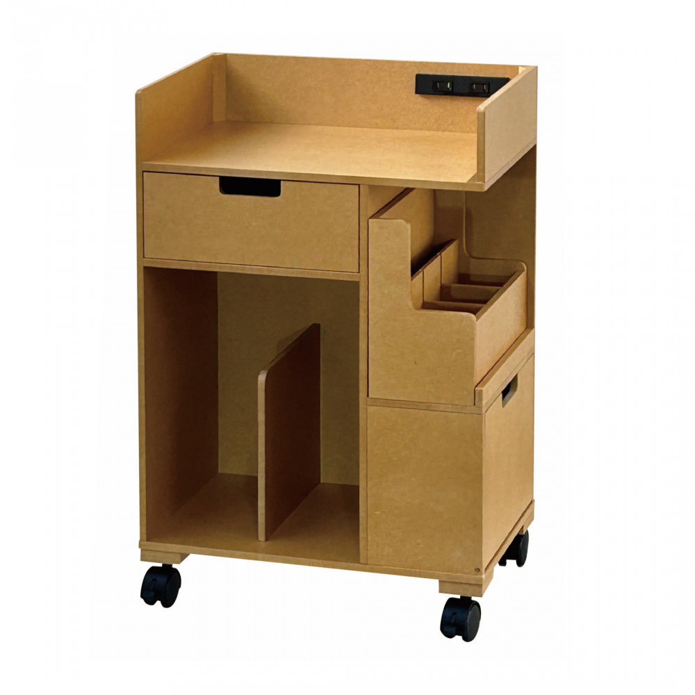 ＜静岡製作所＞パソコン作業ワゴン（小）　ナチュラル【沖縄・離島不可】