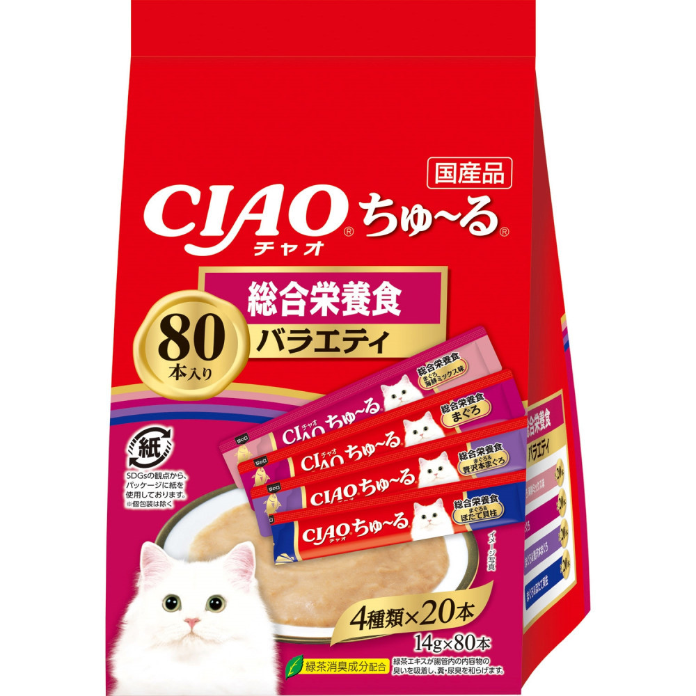 いなば　CIAO猫ちゅ～る　総合栄養食バラエティ480本（14ｇｘ80本ｘ6袋入）（ケース）