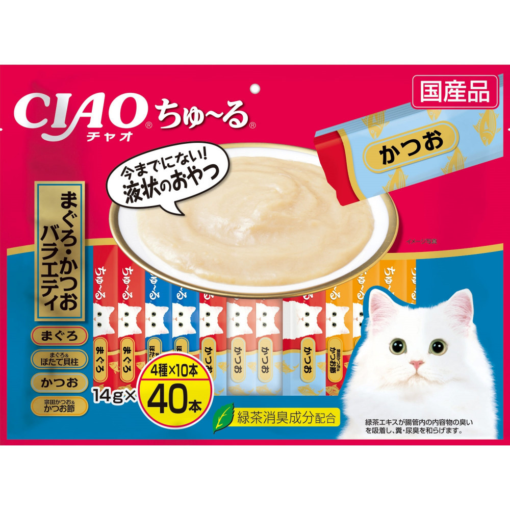 いなば　CIAO猫ちゅ～る　まぐろ・かつおバラエティ320本（14ｇｘ40本ｘ8袋入）（ケース）