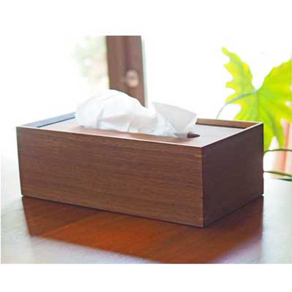 木製ティッシュケース（ウォールナット材）□