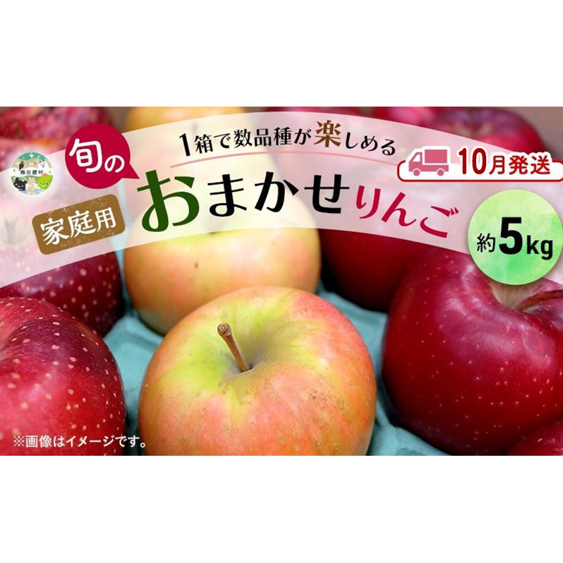 【10月発送】 家庭用 旬のりんご 品種おまかせ 約 5kg 2品種～4品種 りんご リンゴ 林檎 アップル おまかせ ランダム 旬 青森県産 青森県 西目屋村