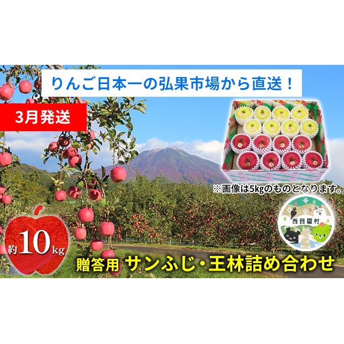 りんご 【3月発送】糖度13度～ 贈答用 サンふじ 王林 詰め合わせ 約10kg　リンゴ 林檎 青森りんご 糖度 13度 甘い 酸味 デザート フルーツ 果物 お取り寄せ 産地直送 旬 季節限定 弘果物流 青森県 西目屋村 西目屋村産