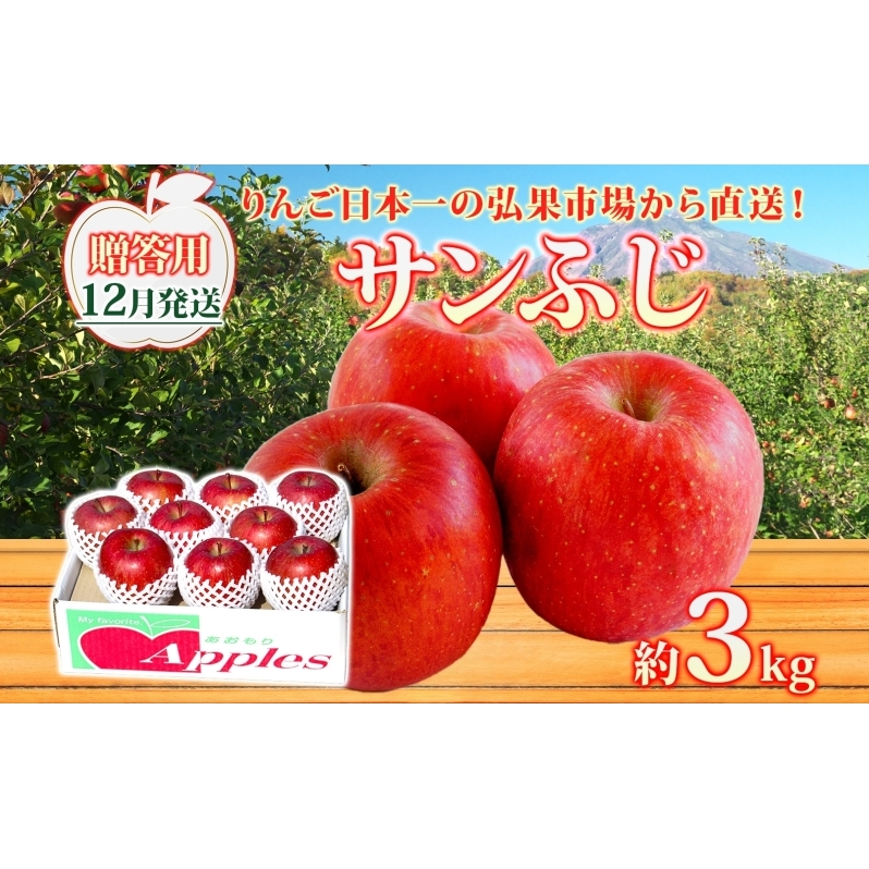 【12月発送】 贈答用 サンふじ 約3kg りんご 林檎 リンゴ 果物 フルーツ くだもの 旬 青森県産 お取り寄せ 贈り物 プレゼント 人気 東北 名産 常温 産地直送 送料無料 青森県 西目屋村