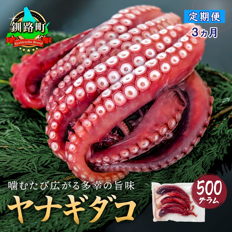 [定期便3ヶ月]ヤナギダコ500g[産地直送]プリプリ食感!釧路町昆布森産 ヤナギダコ|噛むたびに広がる多幸の旨味 お刺身 鍋 煮物に最適 栄養満点 贈答用 にも最適 漁師直送 鮮度抜群 タコ 蛸 北海道 冷凍 釧路町 釧路超 特産品 br04