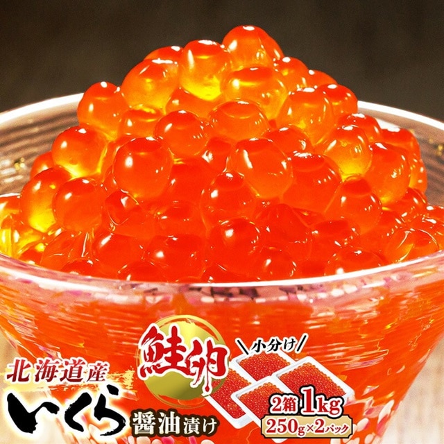 いくら醤油漬け 1kg(250g ×2パック ×2箱) 小分け | 国産 北海道産 いくら いくら醤油漬 イクラ ikura 天然 鮭 サーモン 鮭卵 鮭いくら 昆布のまち 笹谷商店 直営 釧之助本店 人気の 訳あり! 年内配送 年内発送 北海道 釧路町 釧路超 特産品