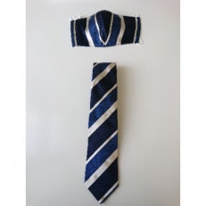 シルクマスク・ネクタイセット　ストライプ(紺系)丹後シルク【1222778】