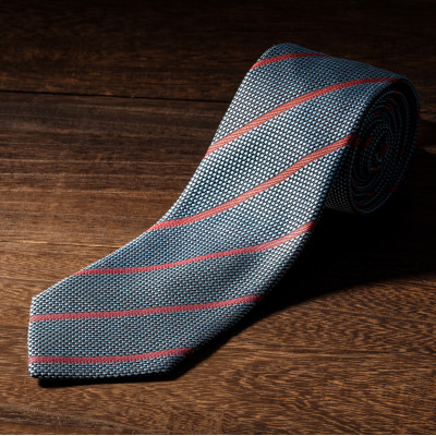 シルク100% たけとらのフレスコネクタイ サックス・赤 ふるさと納税限定 プレゼント・父の日にも【1365665】