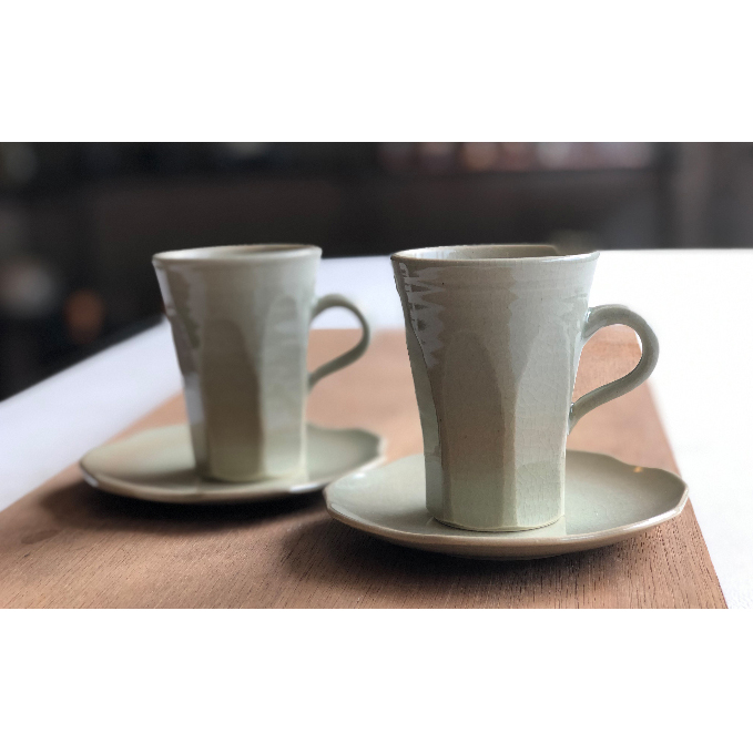 若狭おおい 今谷焼 マグカップ＆ソーサー 2客 セット 福井県指定郷土工芸品 食器 