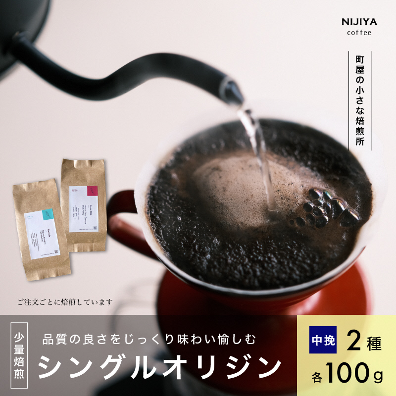 高品質 シングルオリジン コーヒー 飲み比べ 2種×各100g 【 中挽きコーヒー豆 】A4224