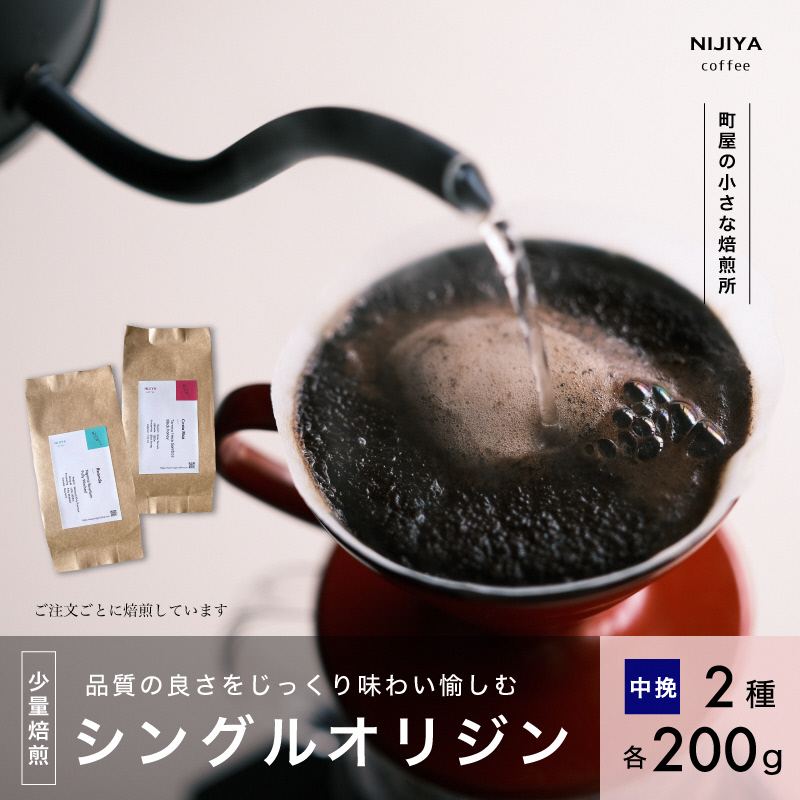 高品質 シングルオリジン コーヒー 飲み比べ 2種×各200g 【 中挽きコーヒー豆 】1075002