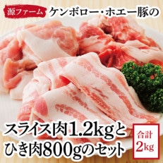 ケンボロー・ホエー豚のスライス肉1.2kgとひき肉800gセット【CT-018】【配送不可地域:離島】【1396951】