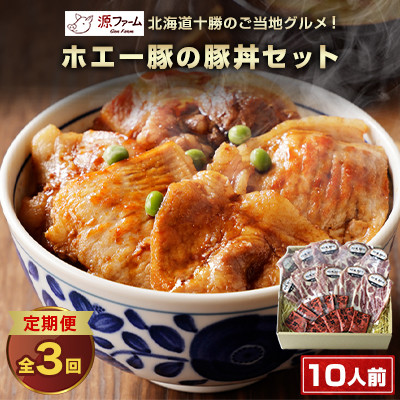 【毎月定期便】北海道十勝のグルメ!ホエー豚の豚丼セット(10人前) たれ付き 全3回【配送不可地域:離島】【4010971】