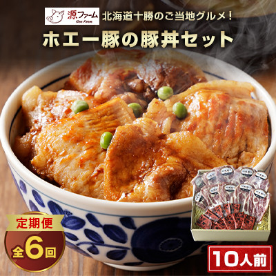 【毎月定期便】北海道十勝のグルメ!ホエー豚の豚丼セット(10人前) たれ付き 全6回【配送不可地域:離島】【4010972】