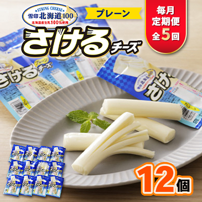 【毎月定期便】雪印北海道「さけるチーズプレーン」1箱12袋入り全5回【配送不可地域:離島】【4014043】