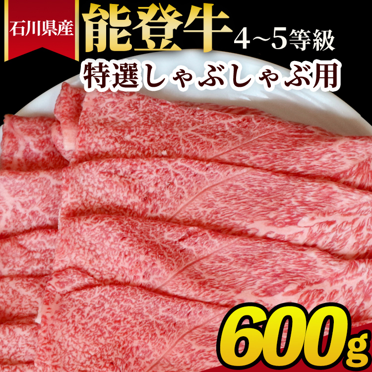石川県産 能登牛（4～5等級）特選しゃぶしゃぶ用 600g ※2025年1月以降に順次発送予定