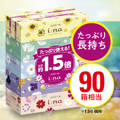 【津山工場限定】エリエール i:na(イーナ)ティシュー 220組5箱×12パック(60箱)【配送不可地域:離島・北海道・沖縄】【1515019】