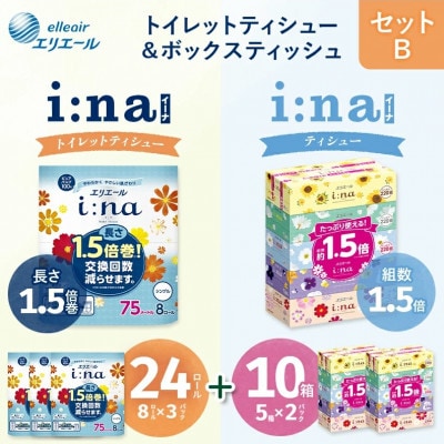 セットB トイレットペーパー シングル 8ロール × 3パック + ティッシュ 5箱 × 2パック【配送不可地域:離島・北海道・沖縄】【1615625】