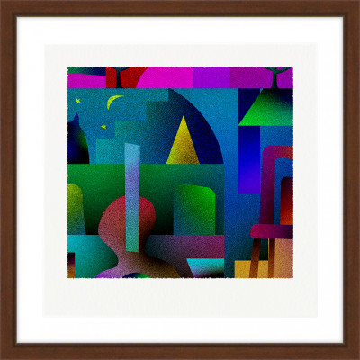 夜と猫 [しかくいえ]01【絵画】 額装サイズ266mmx266mm【1428559】