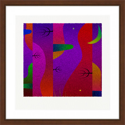 夜と丘 [しかくいえ]02【絵画】 額装サイズ266mmx266mm【1432369】