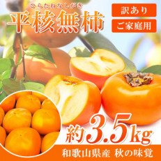 【先行受付】【ご家庭用わけあり】和歌山秋の味覚 平核無柿(ひらたねなしがき) 約3.5kg【1270076】