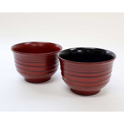 越前漆器 夫婦線段汁椀 漆塗り 吟朱内黒&総吟朱