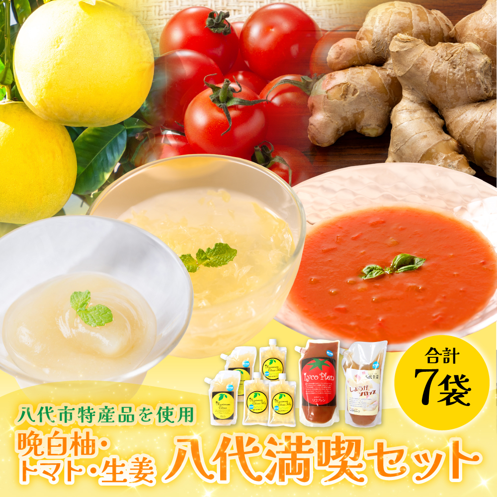 熊本県 八代市産 晩白柚ペースト・晩白柚ゼリー・トマトピューレ・しょうがシロップ 『八代満喫セット』4種入り ばんぺいゆ 柑橘