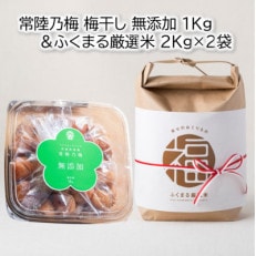 茨城県産『常陸乃梅』大粒Aランク梅干し 無添加 1Kg & ふくまる厳選米 2Kg×2袋【1475705】