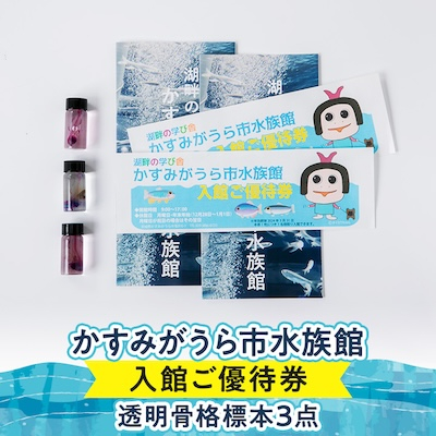 かすみがうら市水族館入館ご優待券および透明骨格標本3点【1407094】