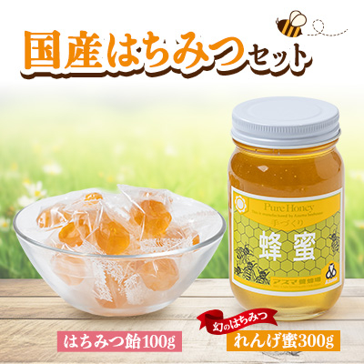 国産蜂蜜セット(れんげ蜜とはちみつキャンディ) はちみつと飴の詰合せ【1287135】