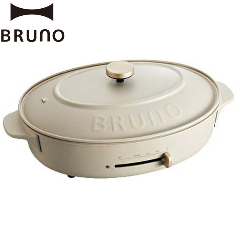 BRUNO オーバルホットプレート プレート3種(たこ焼き 平面 鍋) グレージュ