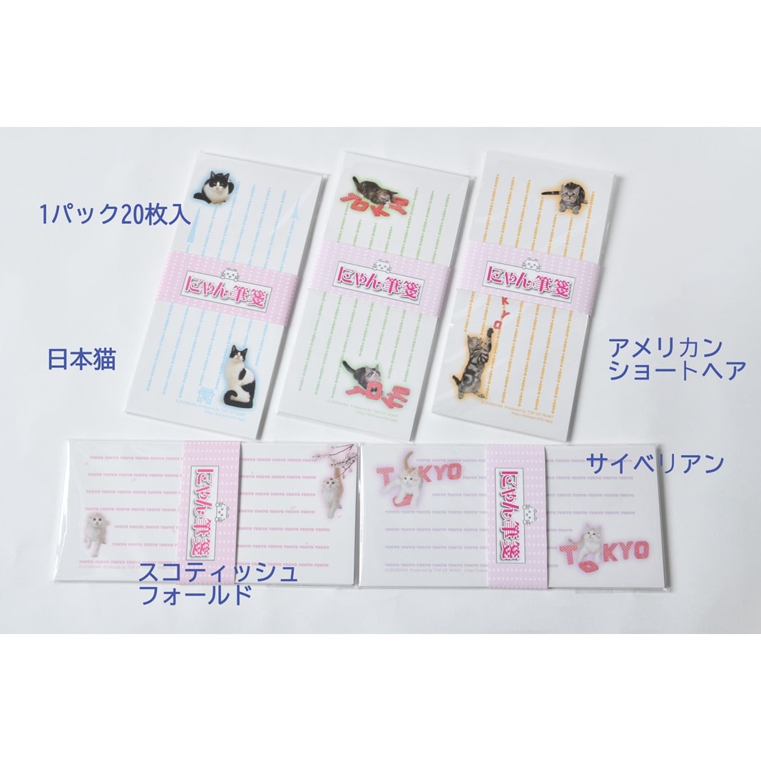 猫写真の一筆箋「にゃん筆箋」東京キャット5種セット