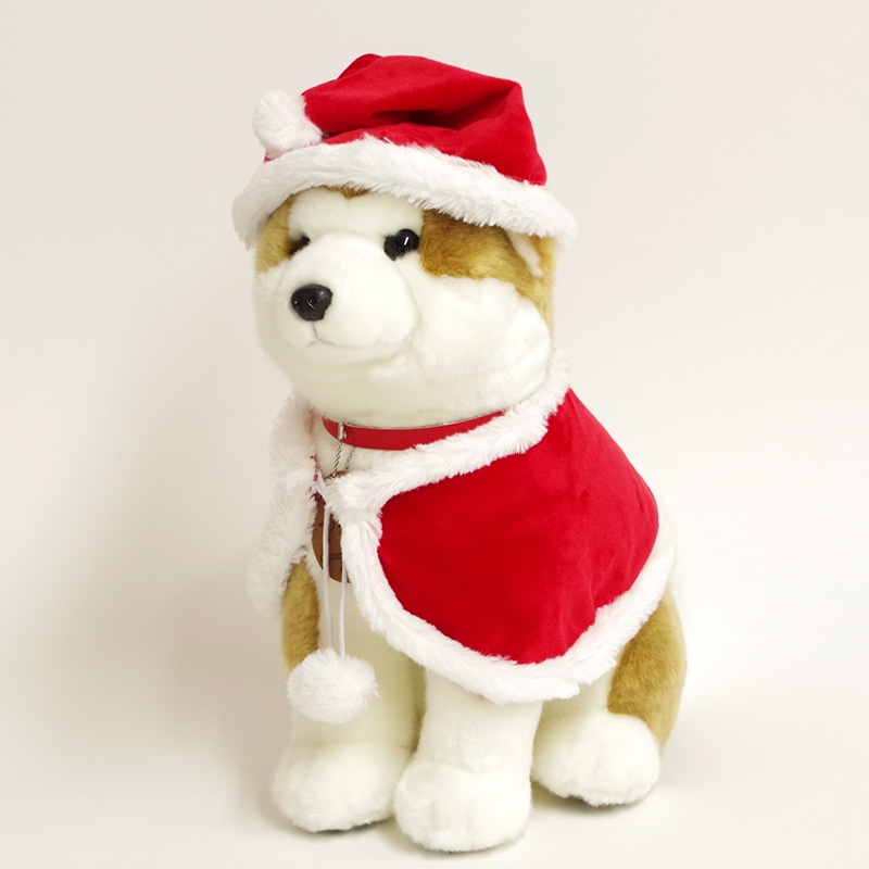 180P7301【サンタver】秋田犬マサルぬいぐるみ座りLサイズ
