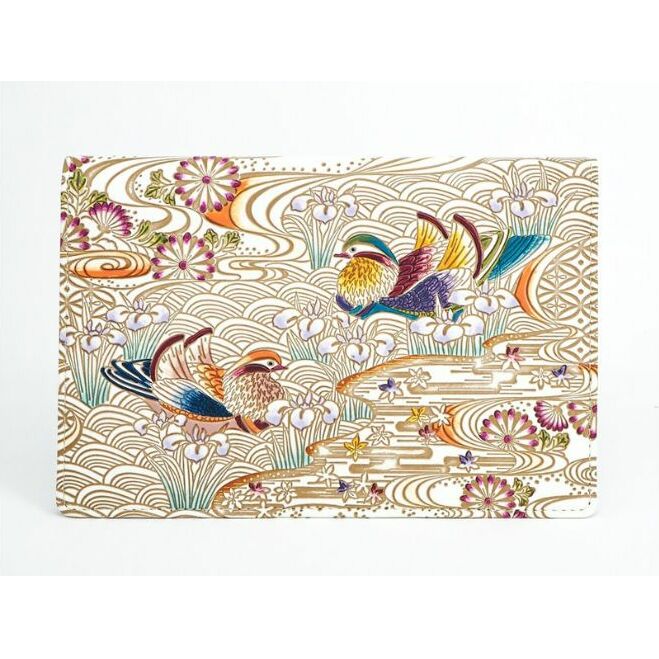 【文庫屋大関】パーソナルホルダー　おしどり【皮革工芸品】 雑貨 日用品 ブックカバー パスポートケース 貴重品入れ マルチケース シンプル 和風 革小物 