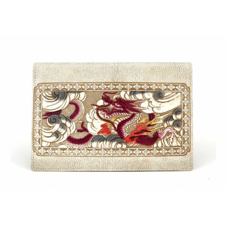 ケース パーソナルホルダー 龍 ワイン 文庫屋大関 ポーチ 通帳ケース 通帳入れ カードケース パスケース  カード  通帳 収納 収納ポーチ 保管ケース 本革 革 皮革 工芸品 工芸 雑貨 和柄 和 日本製 東京