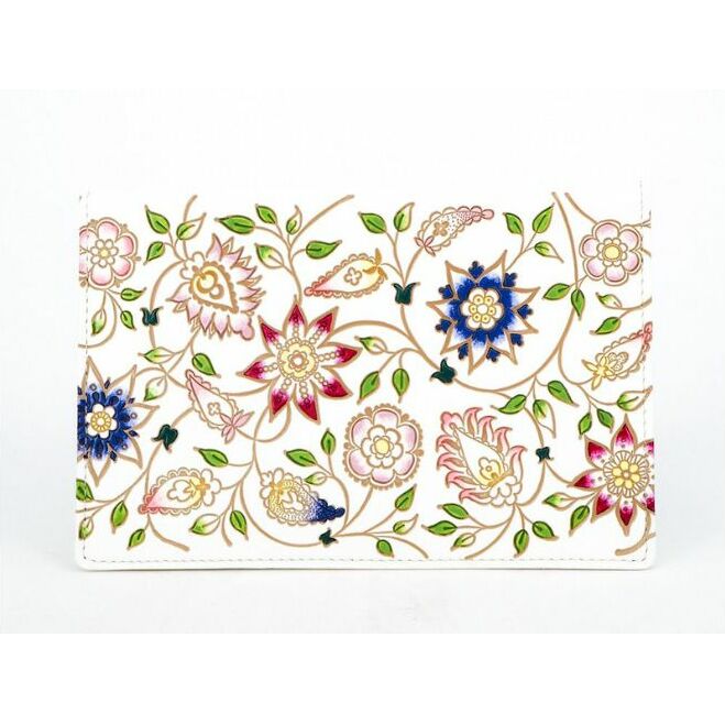 【文庫屋大関】パーソナルホルダー　花更紗【皮革工芸品】 民芸品 雑貨 日用品 ファイル 多用途 牛革 