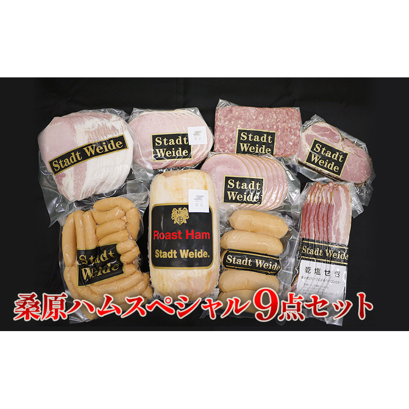 桑原ハムスペシャル9点セット 肉の加工品 バーベキュー BBQ おかず つまみ ロースハム原木 ウインナー フランクフルト ロースハム ベーコン サラミ ボンレスハム 