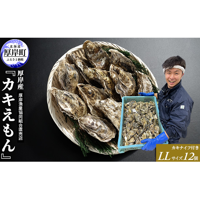 厚岸産 ブランドかき カキえもん LLサイズ 12個  牡蠣 魚介類