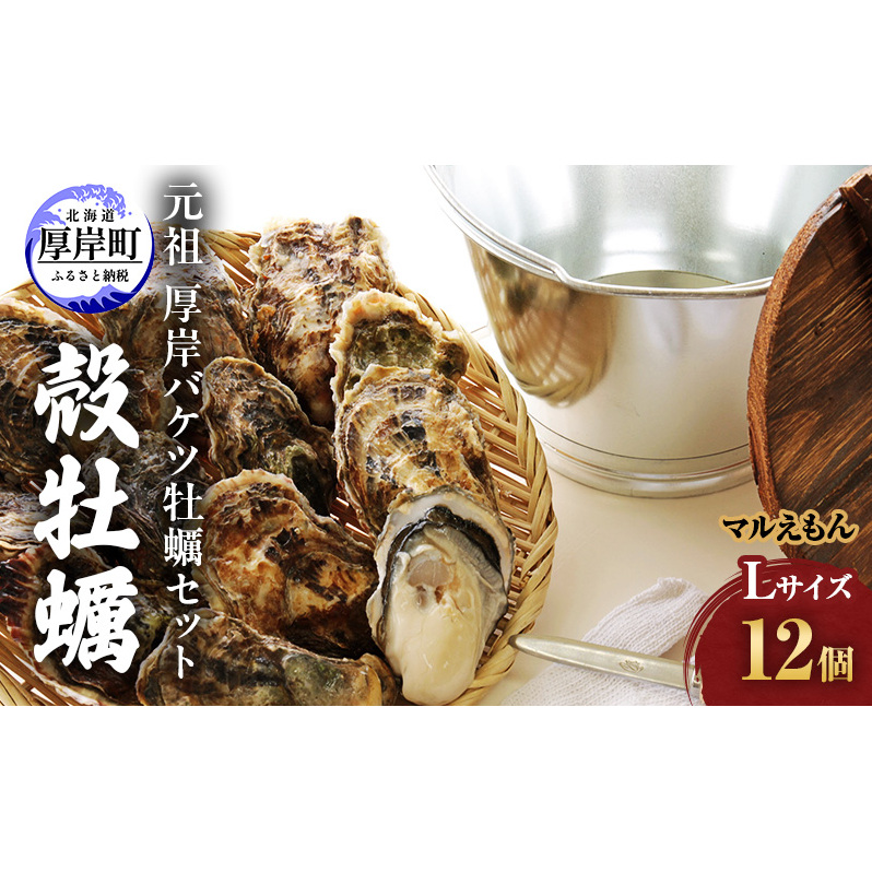 元祖 厚岸バケツ牡蠣セット12個 北海道 牡蠣 カキ かき 魚介類 シーフード マルえもん