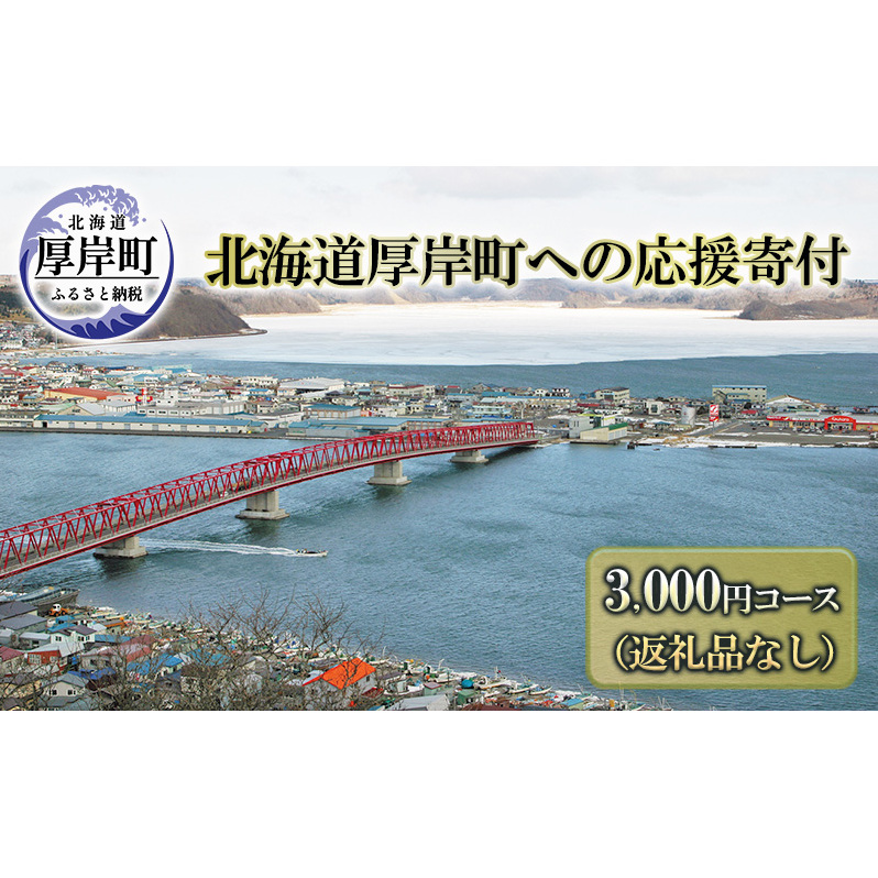 北海道厚岸町 寄附のみの応援受付 3,000円コース(返礼品なし 寄附のみ 3000円) 支援 自治体支援
