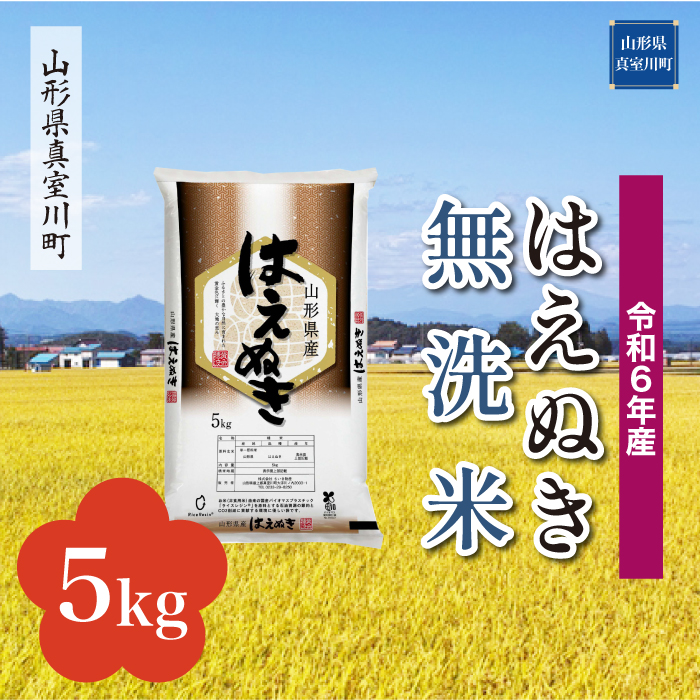 [令和6年産米 配送時期指定できます!] はえぬき [無洗米] 5kg (5kg×1袋) 真室川町