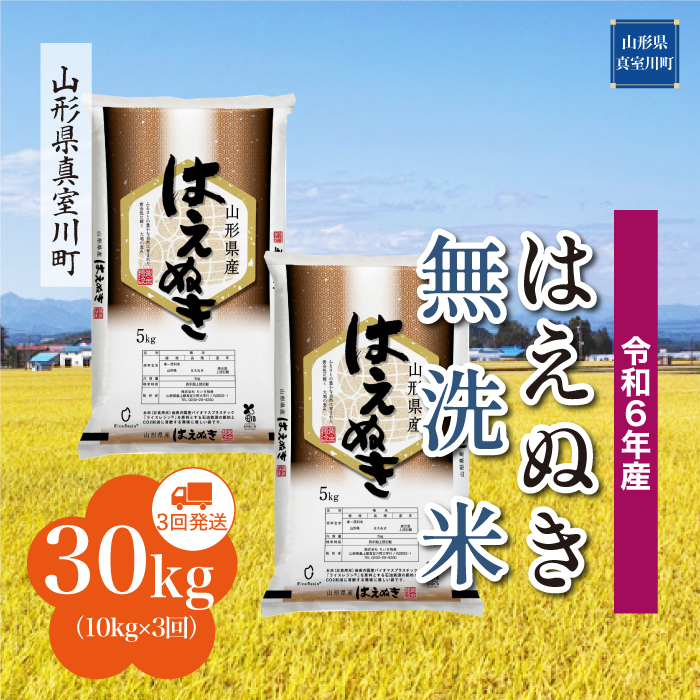 [令和6年産米 配送時期指定できます!] はえぬき[無洗米]30kg定期便 (10kg×3回) 真室川町