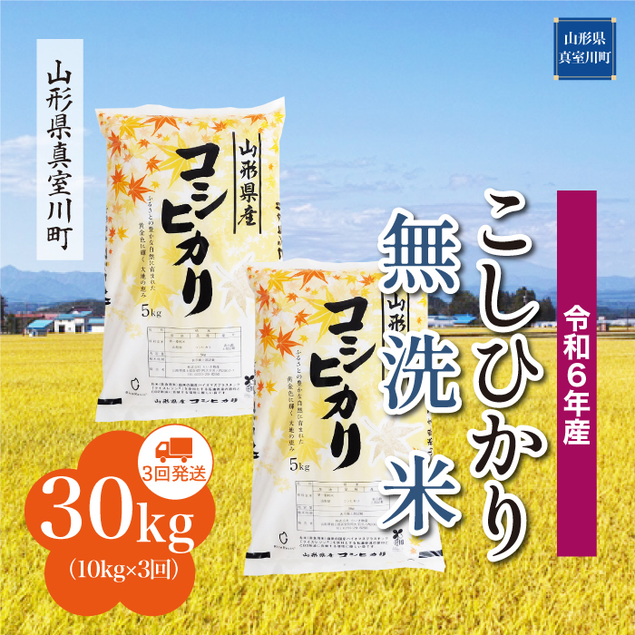 [令和6年産米 配送時期指定できます!] コシヒカリ[無洗米]30kg定期便 (10kg×3回) 真室川町