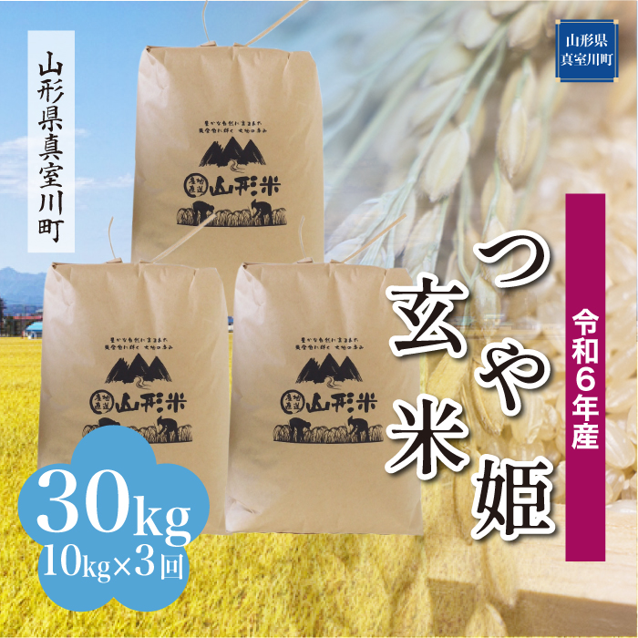 [令和6年産米 配送時期指定できます!] 特別栽培米 つや姫[玄米]30kg 定期便 (10kg×3回) 真室川町