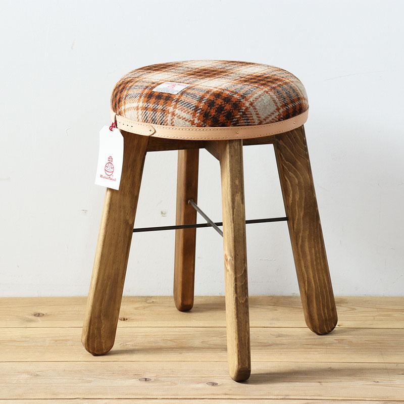 ハイスツール 【ライトブラウン&ブラウンチェック】HARRIS TWEED(ハリスツイード) 家具