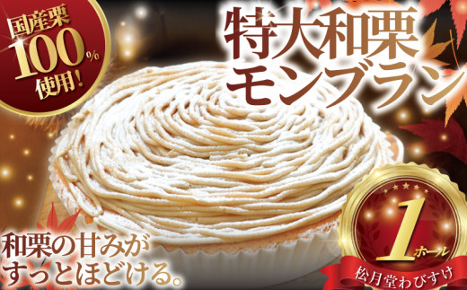 モンブラン 1ホール もんぶらん 特大 サイズ 湘南藤沢名物 国産栗 100％ 使用 出来立て 急速冷凍 ケーキ デザート 和栗 栗 マロン 生クリーム 濃厚 菓子 お菓子 焼き菓子 スイーツ おやつ 人気 お取り寄せ 誕生日 記念日 贈答 贈り物 プレゼント ギフト 松月堂わびすけ 神奈川 湘南 藤沢