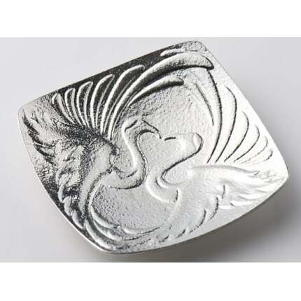 [高岡銅器]福楽（ふっくら）まめざら 向鶴（むかいづる） 食器 小皿 民芸品 工芸品 吉祥文様 和風 向い鶴  FAD-0399