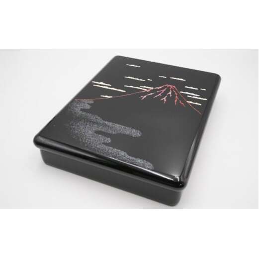 A4浅文庫 赤富士（貝入）黒 雑貨 日用品 文房具 工芸品  FAD-1226