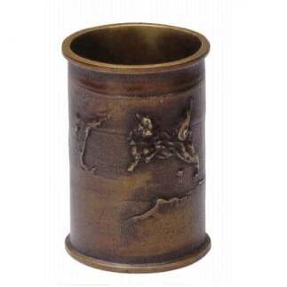 唐獅子文筆筒 高岡銅器 民芸品 工芸品 雑貨 日用品  FAD-0064