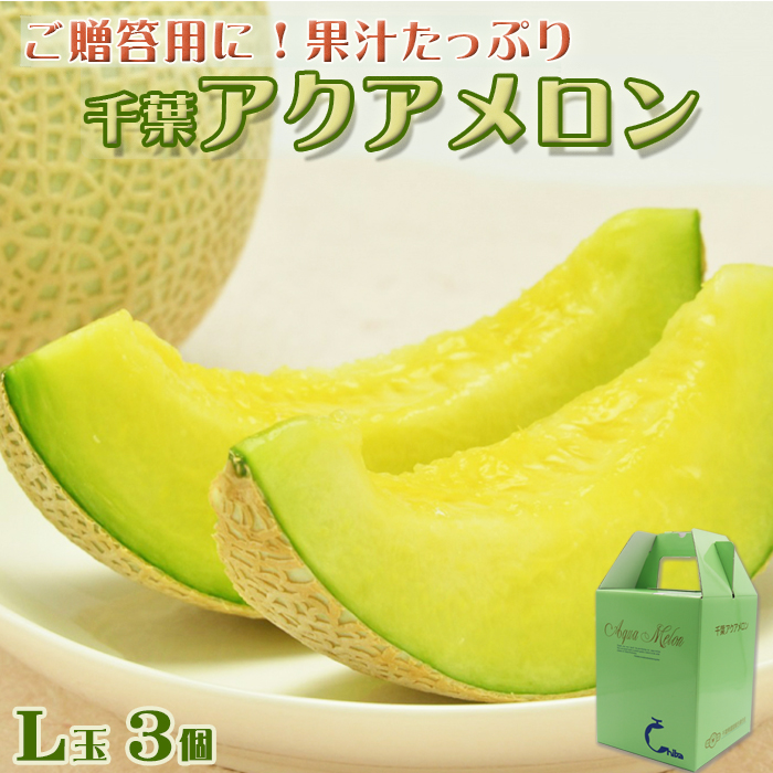【ご贈答に！】高級マスクメロン『千葉アクアメロン』Ｌ玉以上 × ３個　[0033-0011]