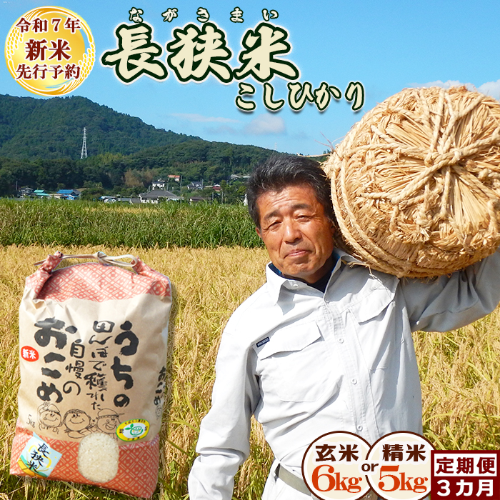 《令和７年産 新米 先行予約》田代農園の定期便『長狭米コシヒカリ（一等米）』【精米５kg】×３カ月　[0045-0005]